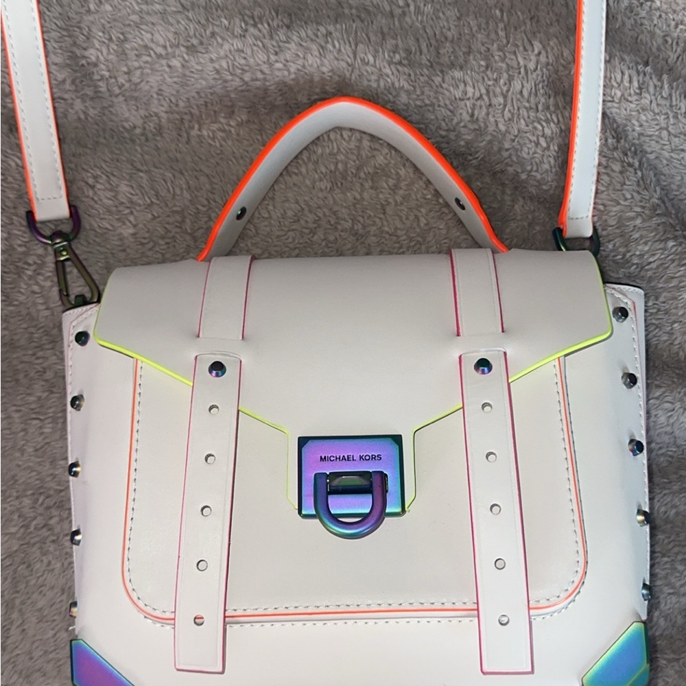 Michael Kors White Crossbody Bag with Textured Finish